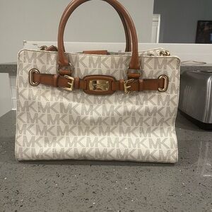 Michael Kors Cream and Brown Satchel